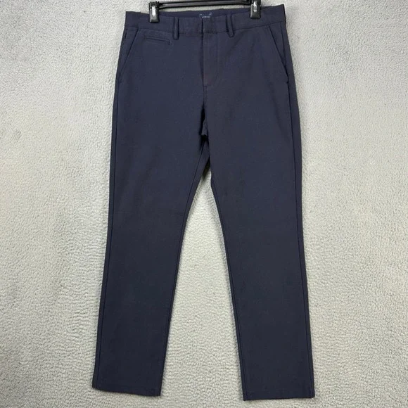 J Crew 770 Mens Straight Pants 32X30 Navy Blue Flat Front Performance Tech NEW